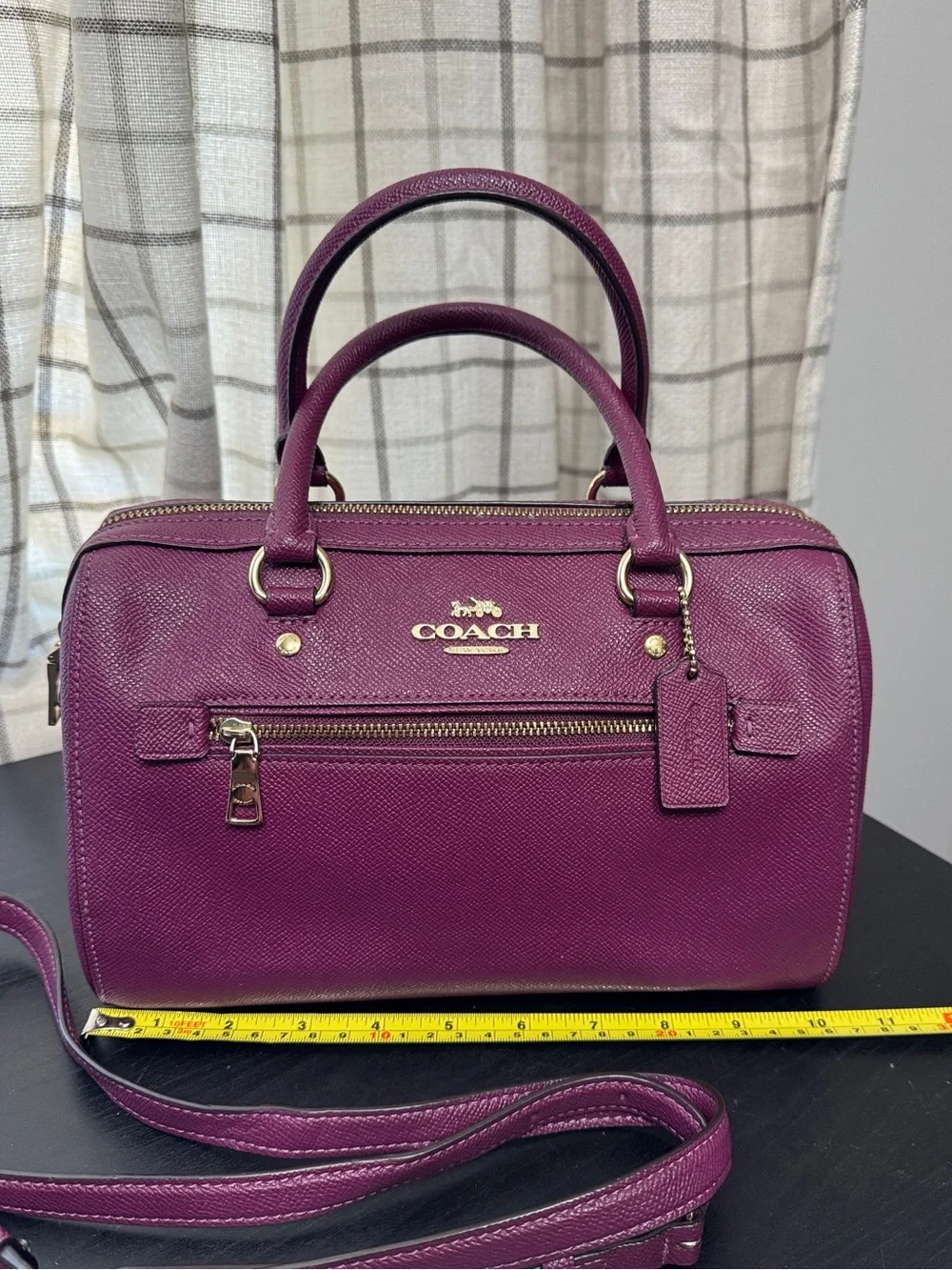 Coach Rowan Leather Satchel Black Cherrry